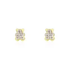 Histoire D'Or Boucles D'oreilles Puces Emerica Ours 0 Or Jaune Strass
