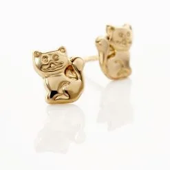 Histoire D'Or Boucles D'oreilles Puces Florenta Chat Or Jaune -Boucles d'oreilles pendantes Soldes Boutique B3OEJW0491 view2