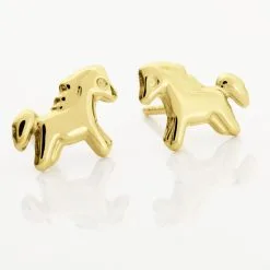 Histoire D'Or Boucles D'oreilles Puces Freyia Cheval Or Jaune -Boucles d'oreilles pendantes Soldes Boutique B3OEJW0492 view2