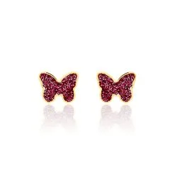 Histoire D'Or Boucles D'oreilles Puces Solena Papillon Or Jaune