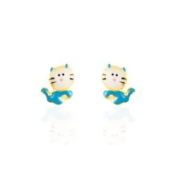 Histoire D'Or Boucles D'oreilles Puces Aviel Chat Or Jaune