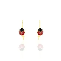 Histoire D'Or Boucles D'oreilles Pendantes Helidie Coccinelle Or Jaune