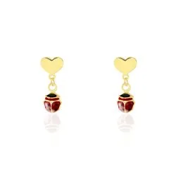 Histoire D'Or Boucles D'oreilles Or Jaune Urschi Smalto Rouge