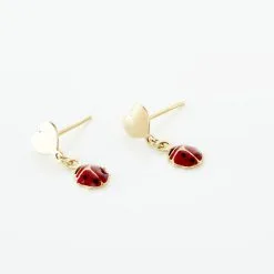 Histoire D'Or Boucles D'oreilles Or Jaune Urschi Smalto Rouge -Boucles d'oreilles pendantes Soldes Boutique B3OEJWR018 view2