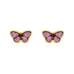 Histoire D'Or Boucles D'oreilles Puces Sulivia Papillon Or Jaune