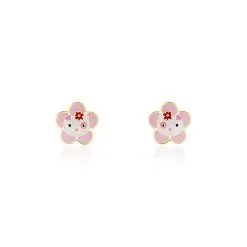 Histoire D'Or Boucles D'oreilles Puces Etoile Chat Or Jaune