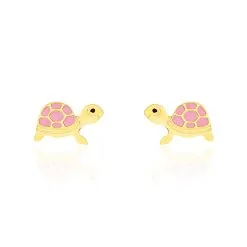 Histoire D'Or Boucles D'oreilles Puces Cali Tortue Or Jaune