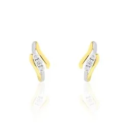 Histoire D'Or Boucles D'oreilles Pendantes Mayline Or Bicolore Diamant