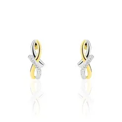 Histoire D'Or Boucles D'oreilles Puces Soukayna Or Bicolore Diamant