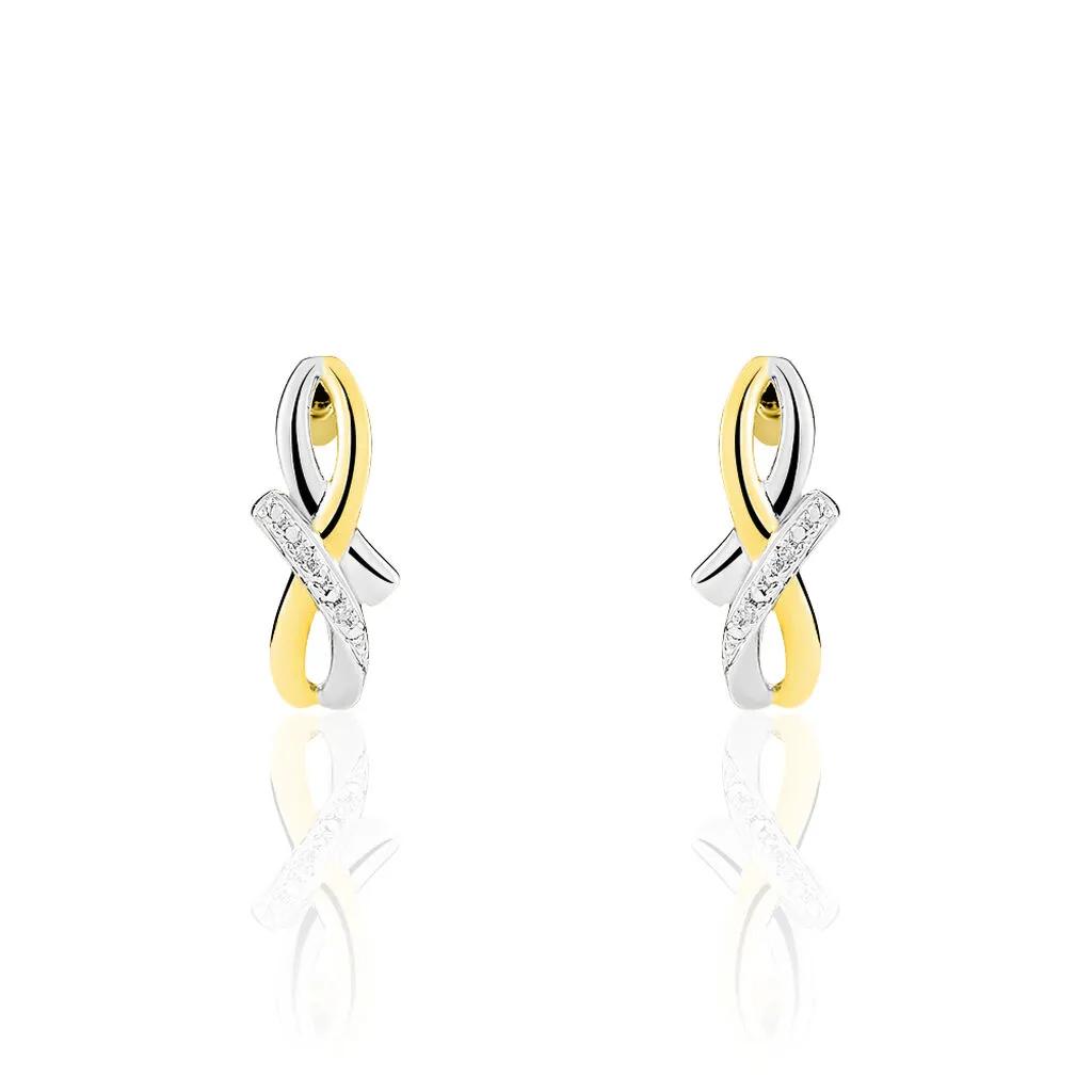 Histoire D'Or Boucles D'oreilles Puces Soukayna Or Bicolore Diamant 1 Histoire D'Or Boucles D'oreilles Puces Soukayna Or Bicolore Diamant