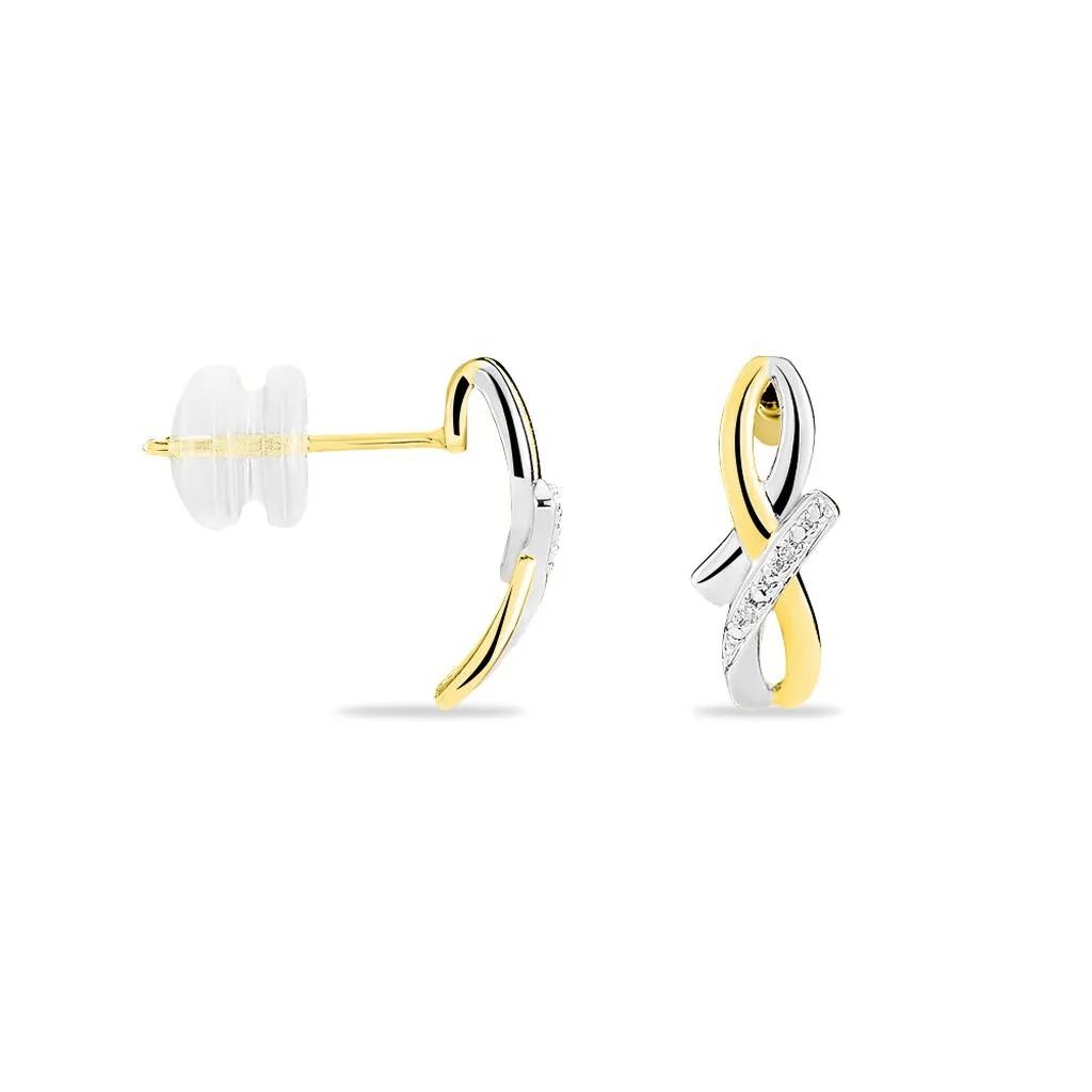 Histoire D'Or Boucles D'oreilles Puces Soukayna Or Bicolore Diamant 2 Histoire D'Or Boucles D'oreilles Puces Soukayna Or Bicolore Diamant – Image 2