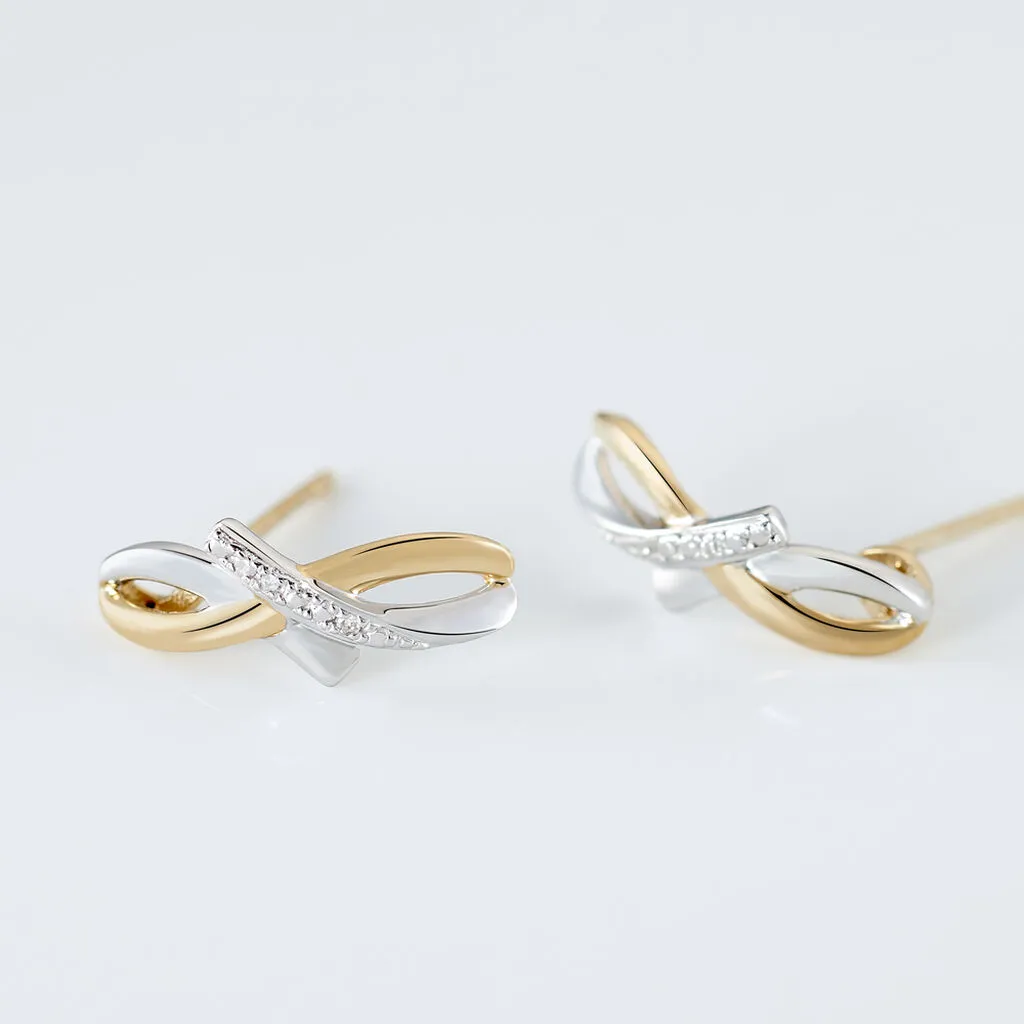 Histoire D'Or Boucles D'oreilles Puces Soukayna Or Bicolore Diamant 3 Histoire D'Or Boucles D'oreilles Puces Soukayna Or Bicolore Diamant – Image 3