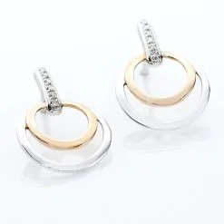 Histoire D'Or Boucles D'oreilles Pendantes Eloisia Or Bicolore Diamant -Boucles d'oreilles pendantes Soldes Boutique B3OF2DW208 view2