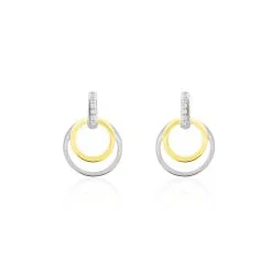 Histoire D'Or Boucles D'oreilles Pendantes Or Bicolore Eloisia Diamants