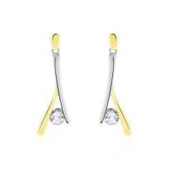 Histoire D'Or Boucles D'oreilles Pendantes Madli Or Bicolore Topaze
