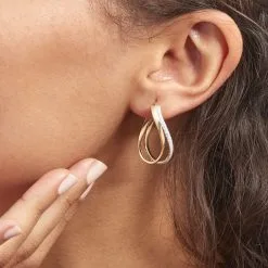 Histoire D'Or Créoles Ianis Or Bicolore 9 Histoire D'Or Créoles Ianis Or Bicolore -Boucles d'oreilles pendantes Soldes Boutique B3OF2W0046 model0