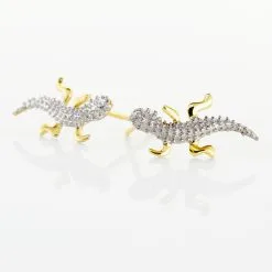 Histoire D'Or Boucles D'oreilles Puces Azzedine Salamandre Or Bicolore -Boucles d'oreilles pendantes Soldes Boutique B3OF2W0058 view2