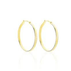 Histoire D'Or Créoles Abella Diamantee Fil Plat Or Bicolore