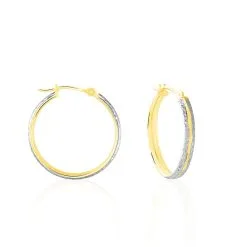 Histoire D'Or Créoles Abella Diamantee Fil Plat Or Bicolore