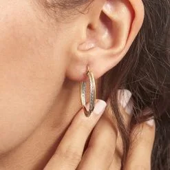 Histoire D'Or Créoles Maelia Or Bicolore -Boucles d'oreilles pendantes Soldes Boutique B3OF2W0255 model0