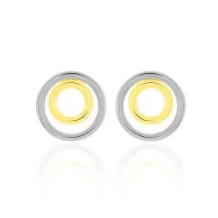 Histoire D'Or Boucles D'oreilles Pendantes Berangere Double Cercles Or Bicolore