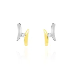 Histoire D'Or Boucles D'oreilles Pendantes Ascagne Or Bicolore Oxyde De Zirconium