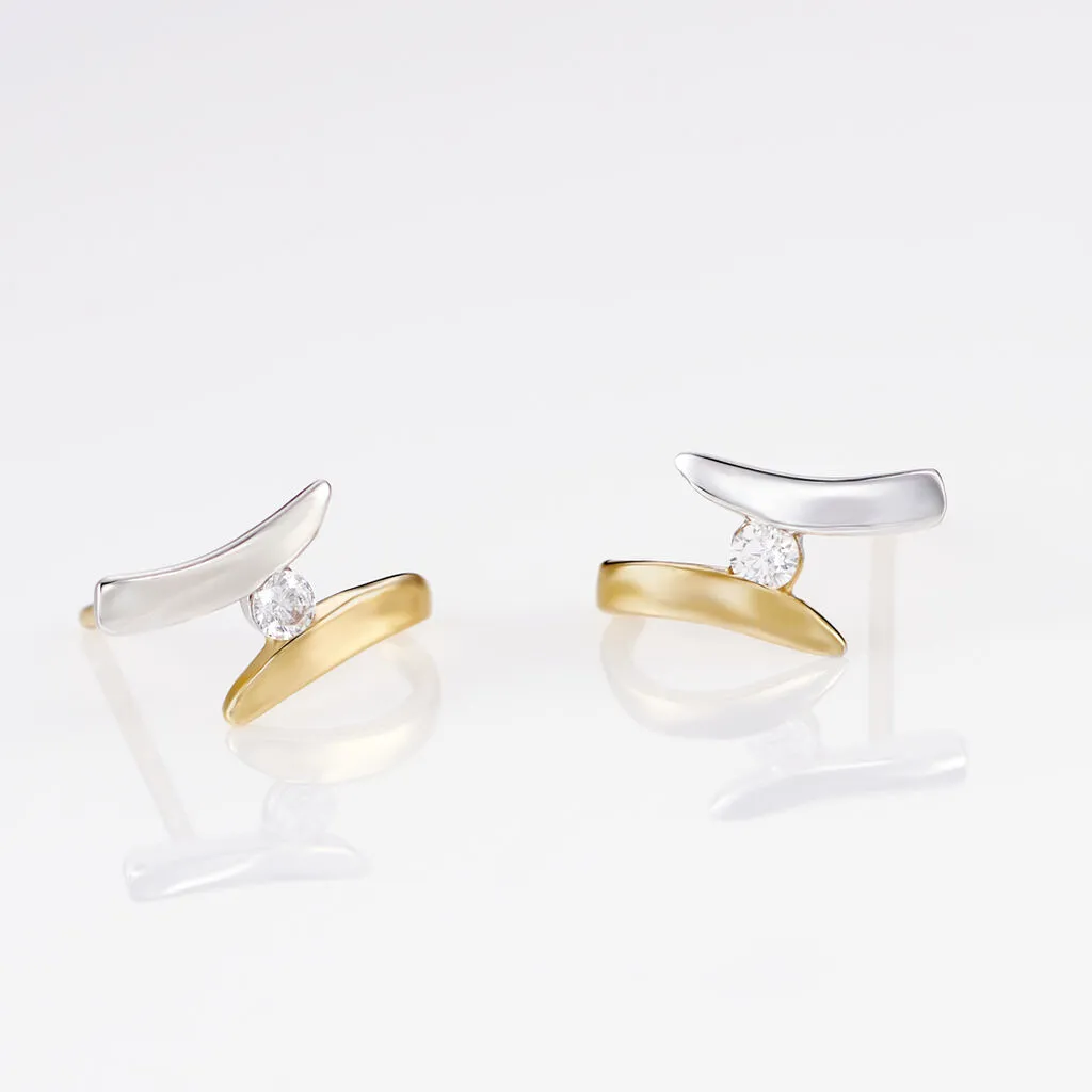 Histoire D'Or Boucles D'oreilles Pendantes Ascagne Or Bicolore Oxyde De Zirconium 3 Histoire D'Or Boucles D'oreilles Pendantes Ascagne Or Bicolore Oxyde De Zirconium – Image 3