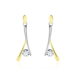 Histoire D'Or Boucles D'oreilles Pendantes Formev Or Bicolore Oxyde De Zirconium
