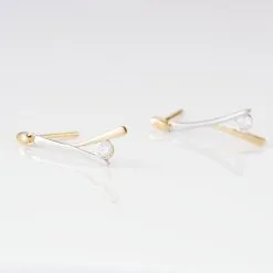 Histoire D'Or Boucles D'oreilles Pendantes Formev Or Bicolore Oxyde De Zirconium -Boucles d'oreilles pendantes Soldes Boutique B3OF2ZW007 view2