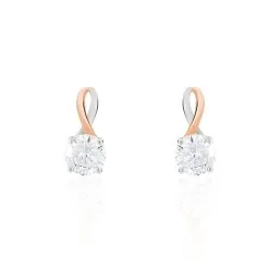 Histoire D'Or Boucles D'oreilles Pendantes Micheline Or Bicolore Oxyde De Zirconium
