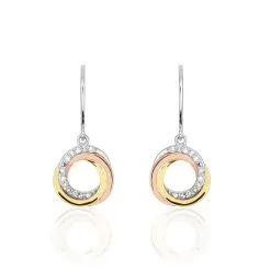 Histoire D'Or Boucles D'oreilles Pendantes Daphnee Or Tricolore Diamant