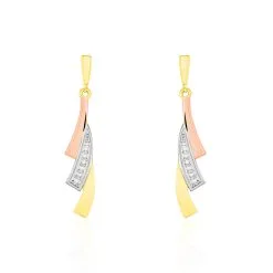 Histoire D'Or Boucles D'oreilles Pendantes Ainhoa Or Tricolore Diamant