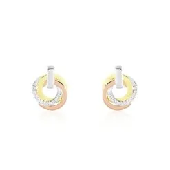 Histoire D'Or Boucles D'oreilles Puces Or Tricolore Vanadissa Diamants