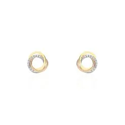 Histoire D'Or Boucles D'oreilles Puces Amaiur Or Tricolore Oxydes De Zirconium