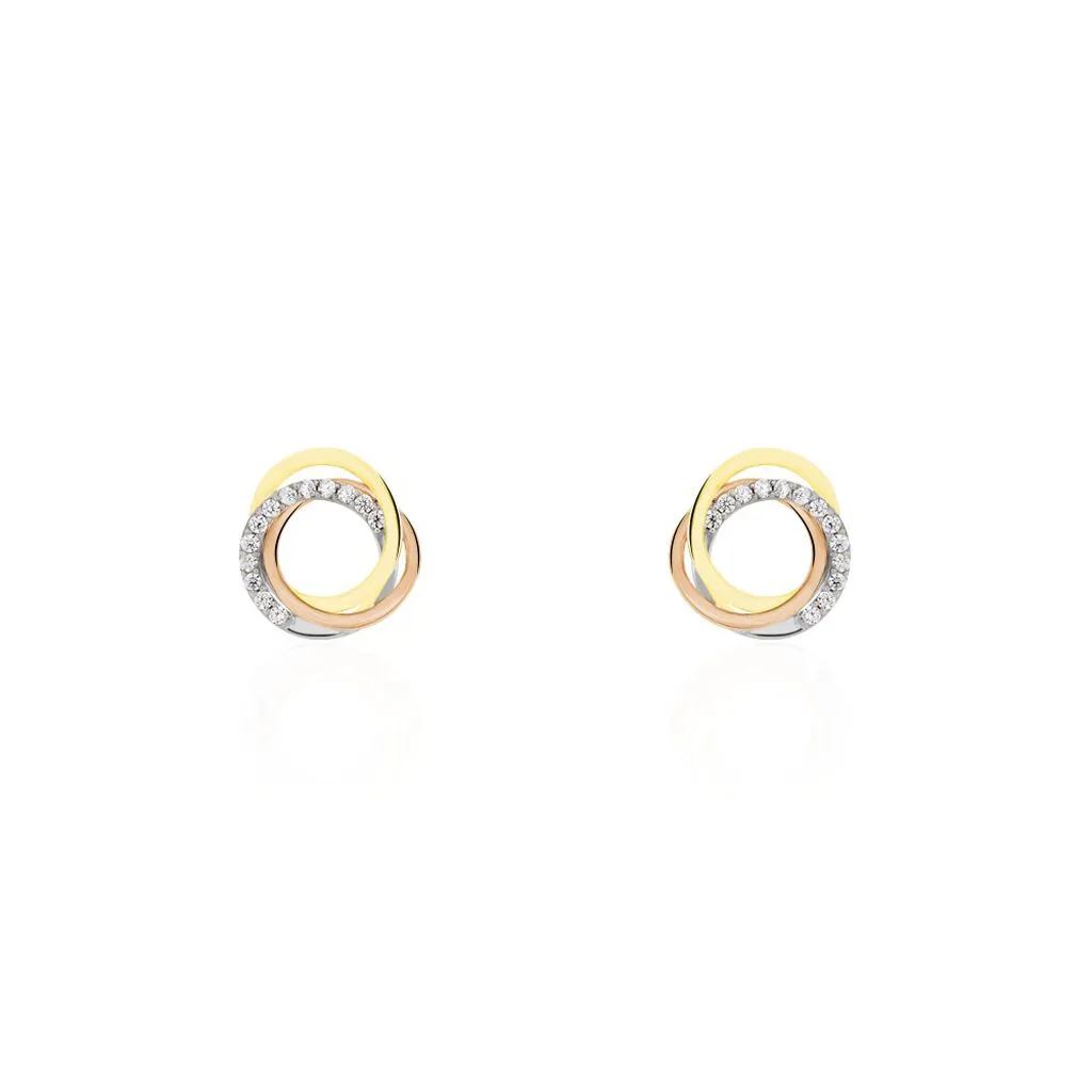 Histoire D'Or Boucles D'oreilles Puces Amaiur Or Tricolore Oxydes De Zirconium 1 Histoire D'Or Boucles D'oreilles Puces Amaiur Or Tricolore Oxydes De Zirconium