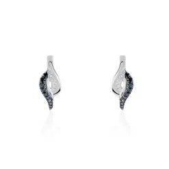 Histoire D'Or Boucles D'oreilles Puces Sculptural Or Blanc Diamant