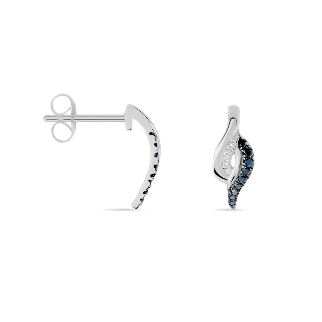 Histoire D'Or Boucles D'oreilles Puces Sculptural Or Blanc Diamant 2 Histoire D'Or Boucles D'oreilles Puces Sculptural Or Blanc Diamant – Image 2
