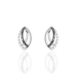 Histoire D'Or Boucles D'oreilles Puces Or Blanc Diamant