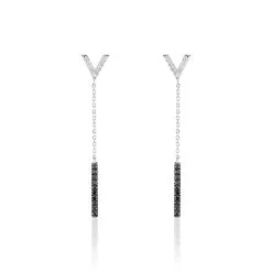 Histoire D'Or Boucles D'oreilles Pendantes Rachel Or Blanc Diamant
