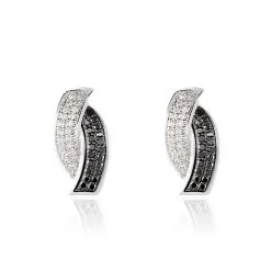 Histoire D'Or Boucles D'oreilles Puces Oia Or Blanc Diamant