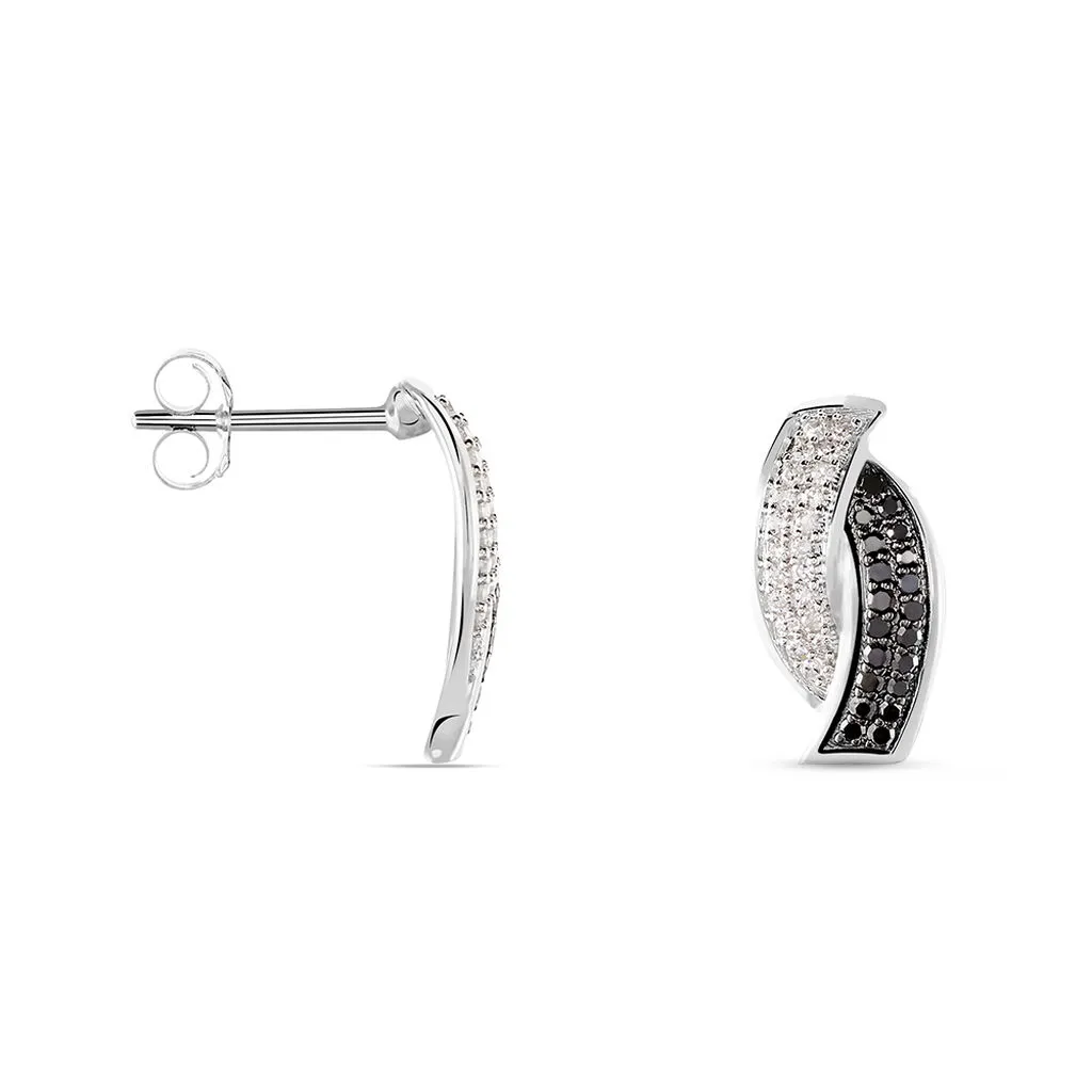 Histoire D'Or Boucles D'oreilles Puces Oia Or Blanc Diamant 2 Histoire D'Or Boucles D'oreilles Puces Oia Or Blanc Diamant – Image 2