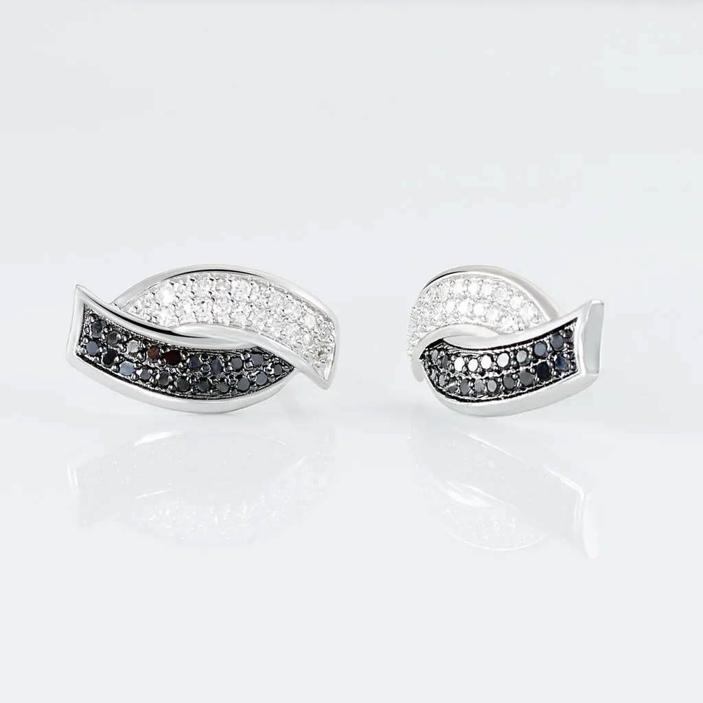 Histoire D'Or Boucles D'oreilles Puces Oia Or Blanc Diamant 3 Histoire D'Or Boucles D'oreilles Puces Oia Or Blanc Diamant – Image 3