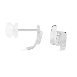 Histoire D'Or Boucles D'oreilles Puces Dolene Or Blanc Diamant -Boucles d'oreilles pendantes Soldes Boutique B3OFBDW028 view1