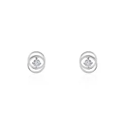 Histoire D'Or Boucles D'oreilles Puces Nid Amour Or Blanc Diamant