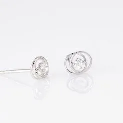 Histoire D'Or Boucles D'oreilles Puces Nid Amour Or Blanc Diamant -Boucles d'oreilles pendantes Soldes Boutique B3OFBDW038 view2