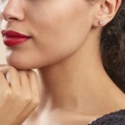 Histoire D'Or Boucles D'oreilles Puces Grace Or Blanc Diamant -Boucles d'oreilles pendantes Soldes Boutique B3OFBDW097 model0