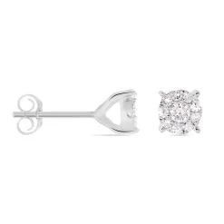 Histoire D'Or Boucles D'oreilles Puces Grace Or Blanc Diamant -Boucles d'oreilles pendantes Soldes Boutique B3OFBDW097 view1