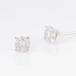 Histoire D'Or Boucles D'oreilles Puces Grace Or Blanc Diamant -Boucles d'oreilles pendantes Soldes Boutique B3OFBDW097 view2