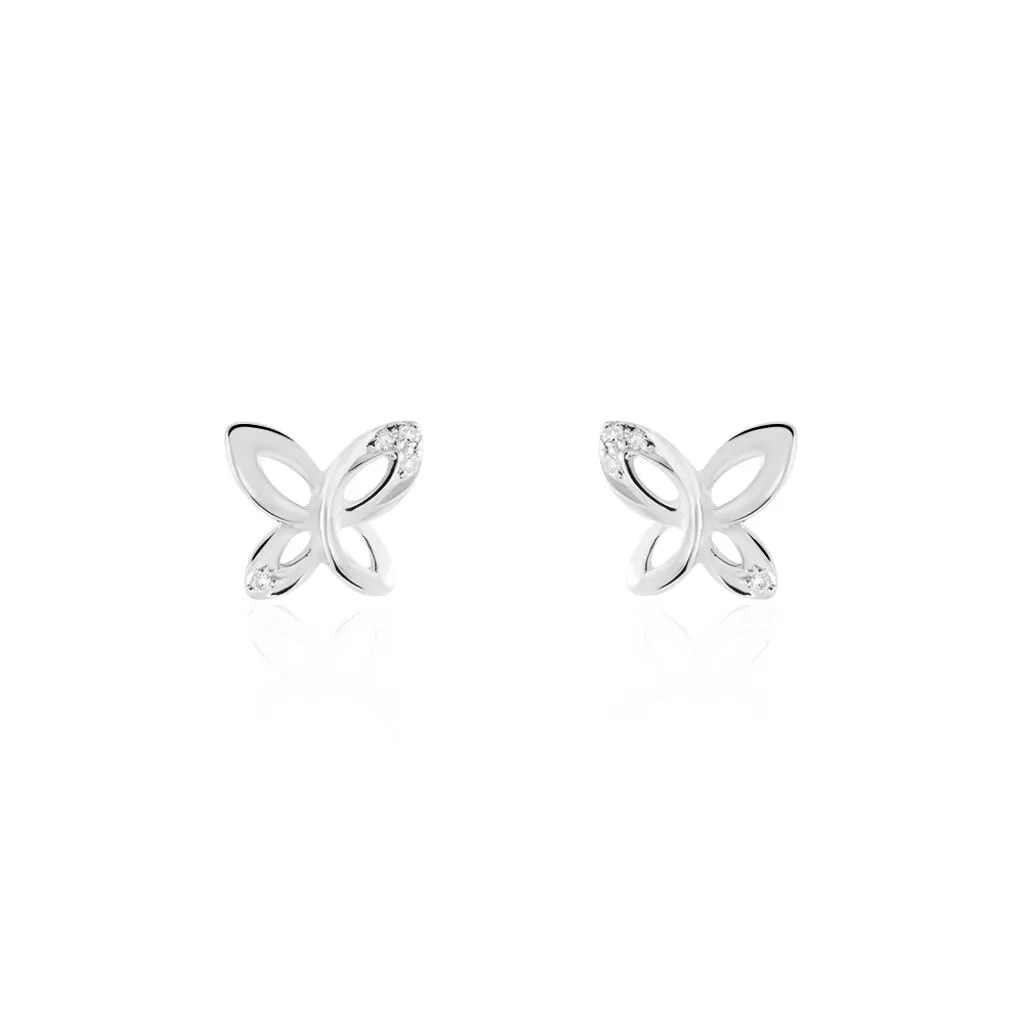 Histoire D'Or Boucles D'oreilles Puces Papillon Or Blanc Diamant 1 Histoire D'Or Boucles D'oreilles Puces Papillon Or Blanc Diamant