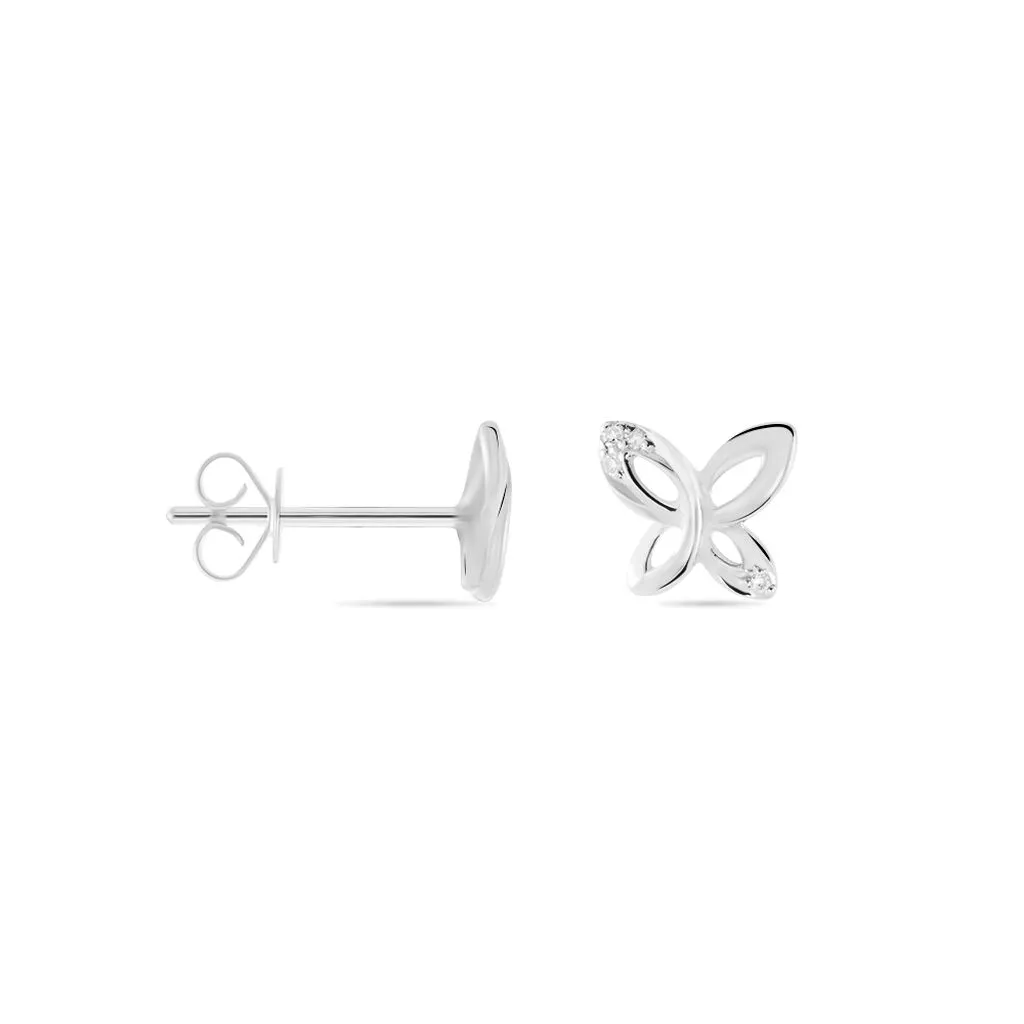 Histoire D'Or Boucles D'oreilles Puces Papillon Or Blanc Diamant 2 Histoire D'Or Boucles D'oreilles Puces Papillon Or Blanc Diamant – Image 2